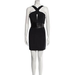 Badgley Mischka Silk Leather Cocktail Dress LBD Y2K | Black | SZ‎ 0